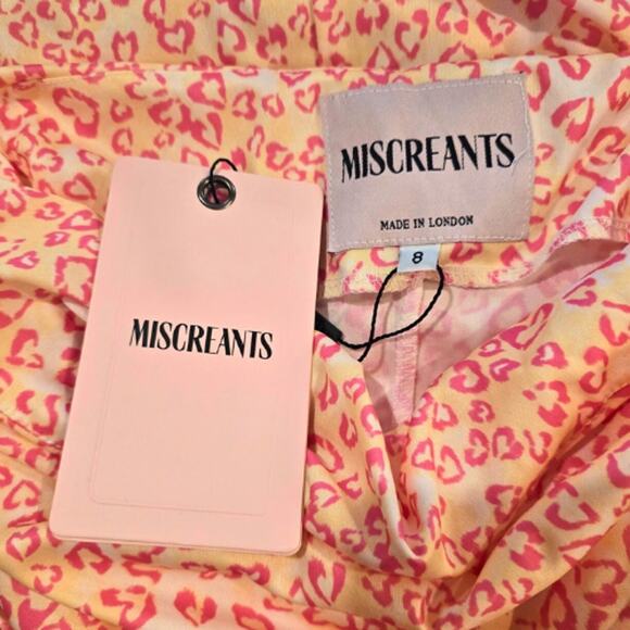Miscreants Mini Dress & Gloves Yellow & Pink Leopard NWT Size 6 US / 8 UK - Picture 4 of 4